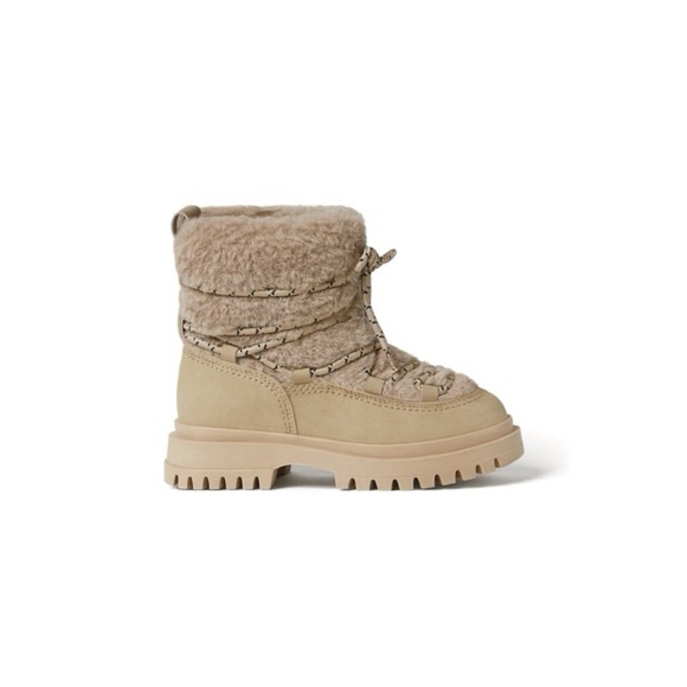 Zara Beige Shearling Winter Boots